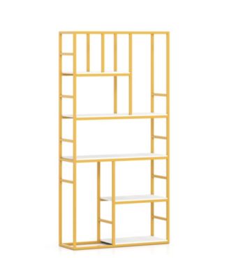 71-Inch 5-Tier Geometric Bookcase with Sturdy Metal Frame