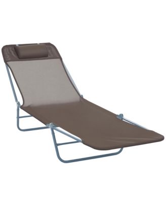 Folding Chaise Lounge Chair Reclining Mesh Headrest Outdoor