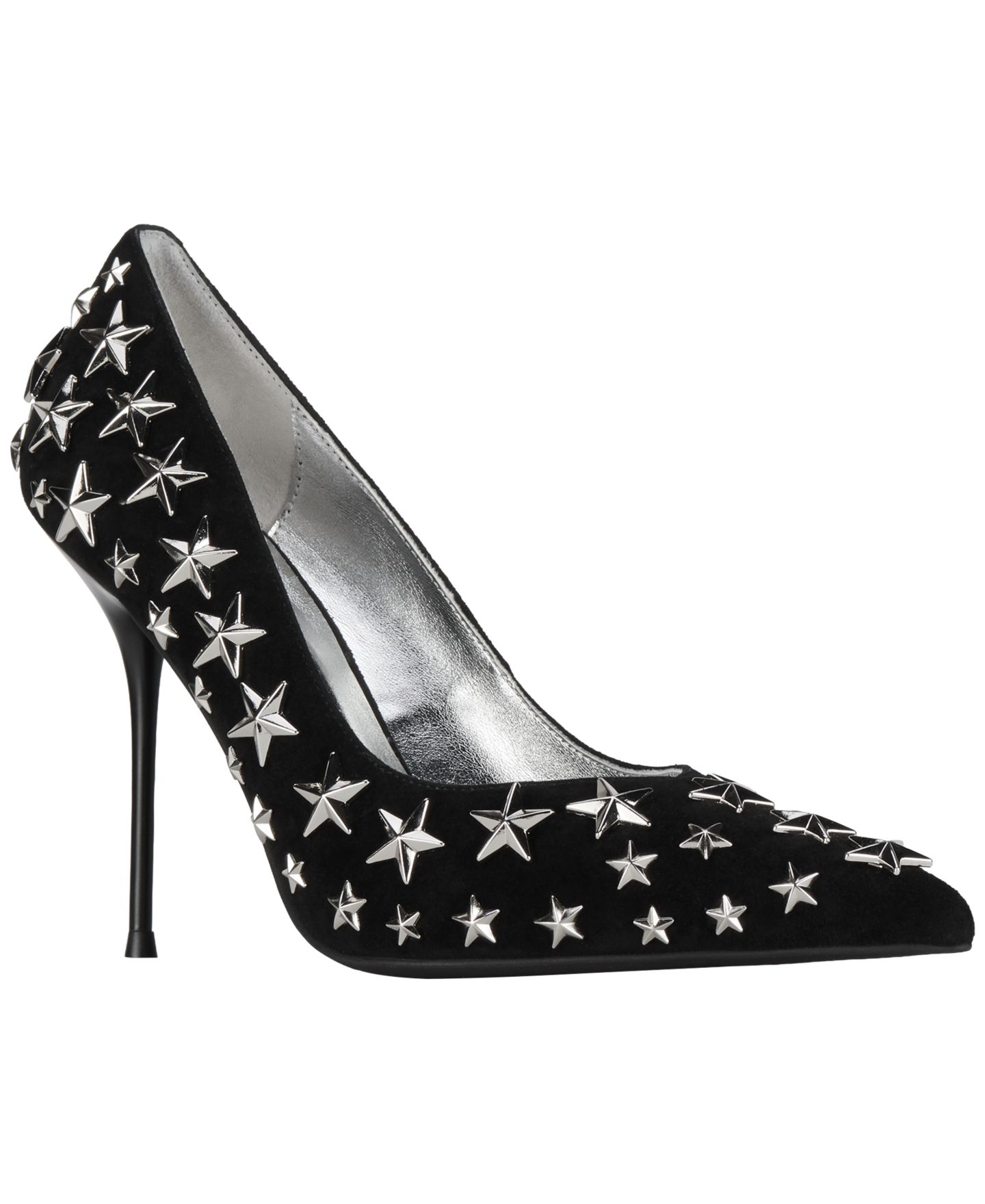 Женские туфли Jeffrey Campbell Star-Studded Slip-On Pumps, цвет: Чёрный замшевый / Серебряный — фото 1