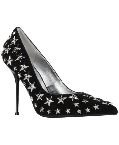 Женские туфли Jeffrey Campbell Star-Studded Slip-On Pumps, цвет: Чёрный замшевый / Серебряный