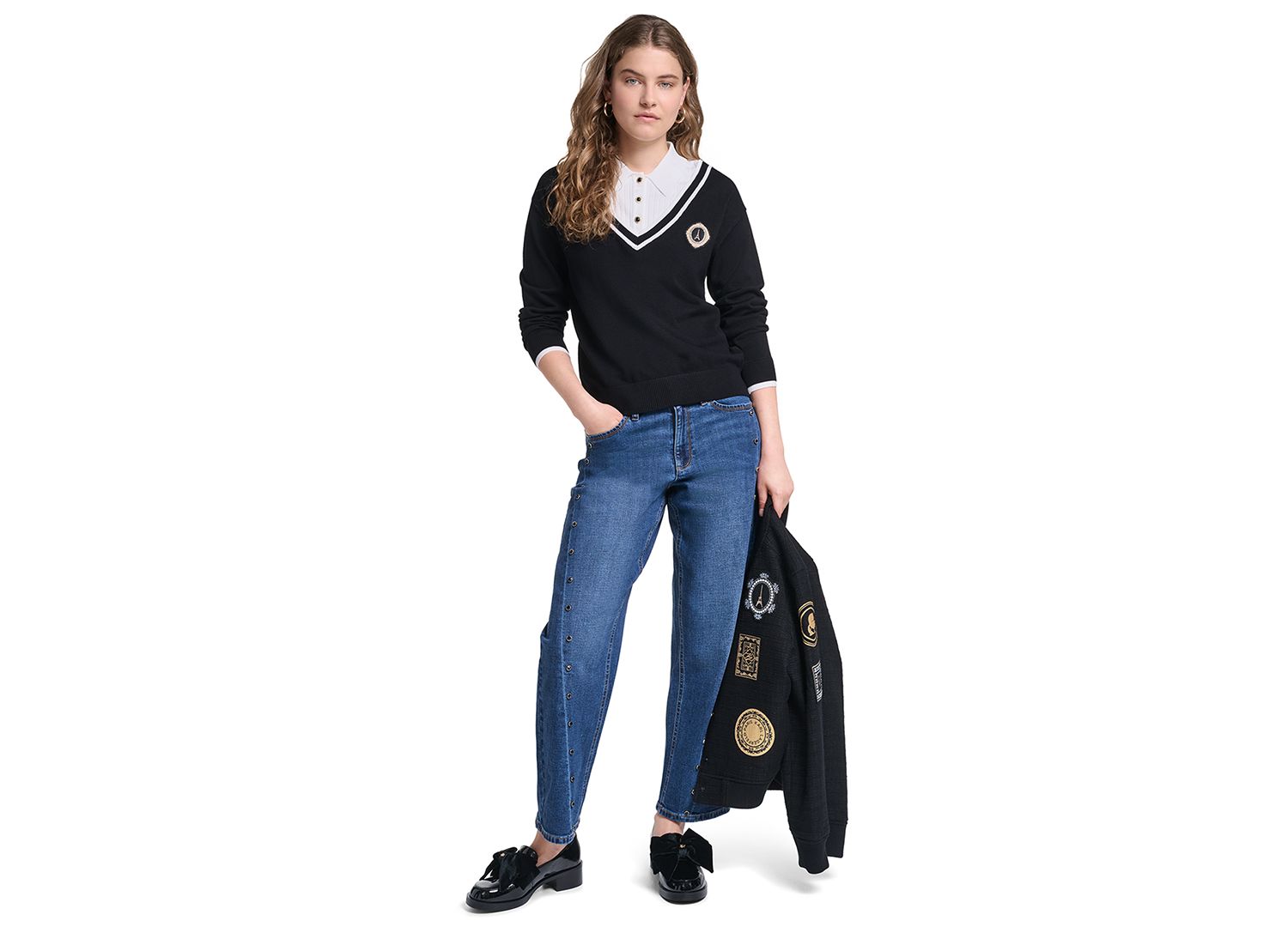 Petite Twofer Collared Sweater