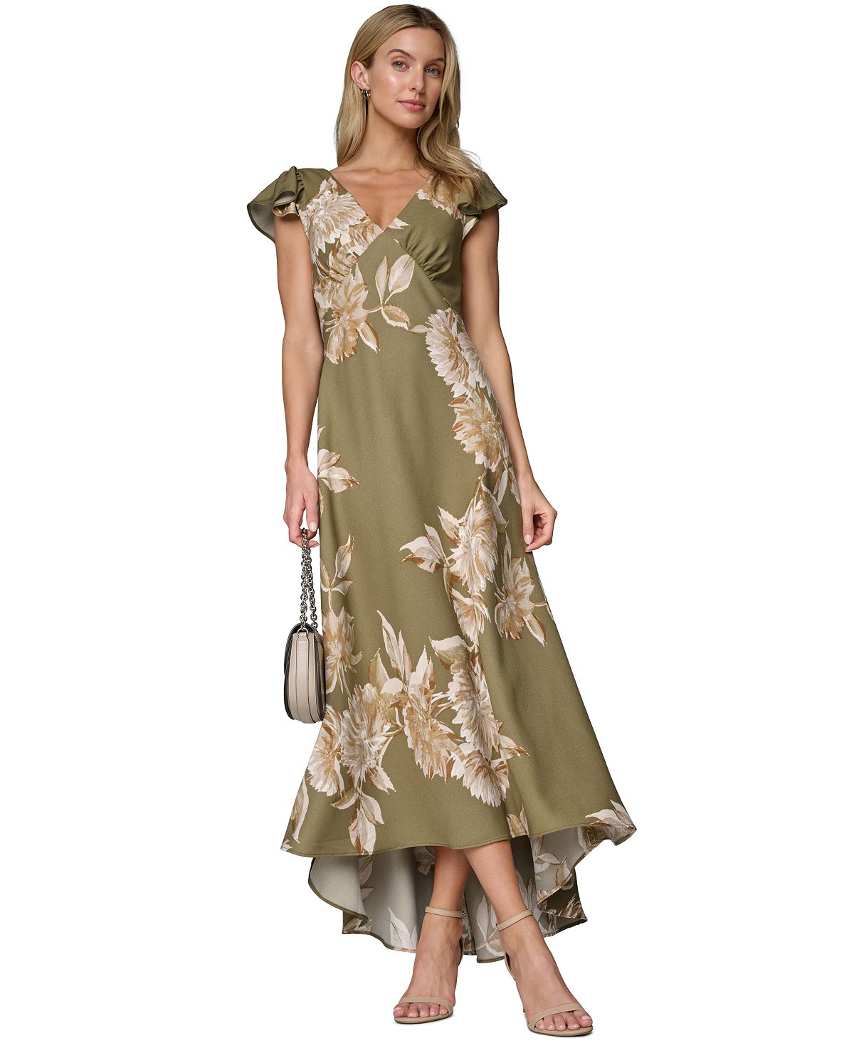 Calvin Klein Women's Printed V-Neck Midi Dress view 2 — MAYCSS fashion products
