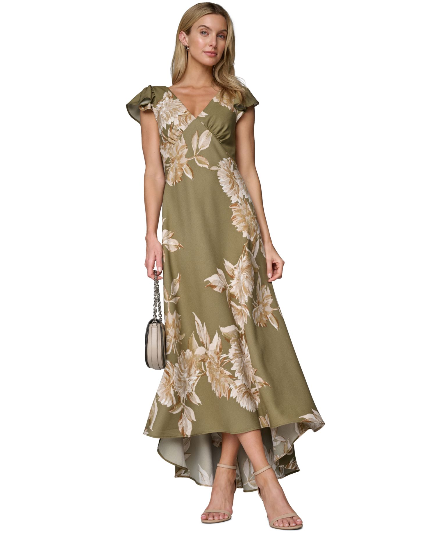 Women's Printed V-Neck Midi Dress