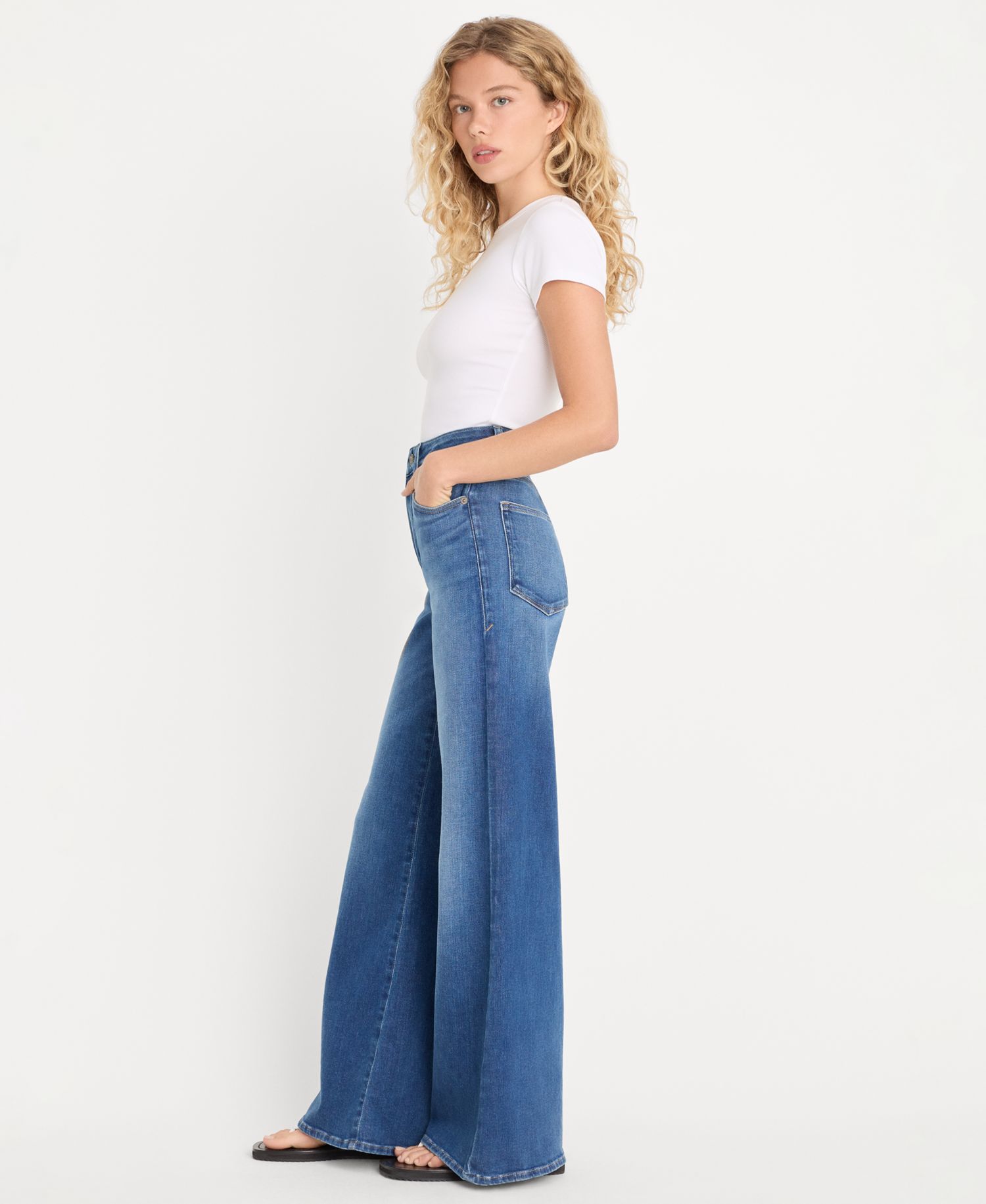 Petite Soft Tech Good Waist Palazzo Jeans