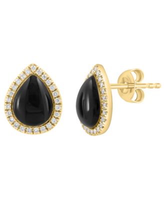 Onyx & Diamond (2/5 ct. t.w.) Earrings in 14k Yellow Gold