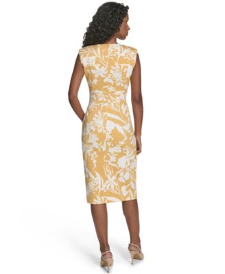 calvin klein white and gold dress Calvin Klein Elegant Delicate SILK White Gold Shift Mini Dress Women's size  2