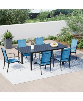 7 Piece Patio Outdoor Dining Table And Chairs Set