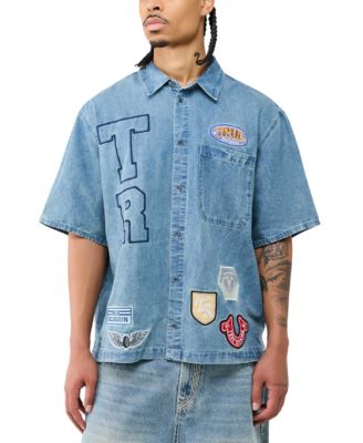 Men's Denim True Patchwork Short-Sleeve Shirt