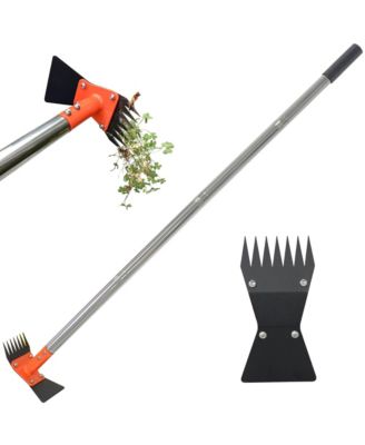 Garden Hoe Weed Puller Rake 60 Inch Adjustable Handle Spring Steel Head Yard Tool