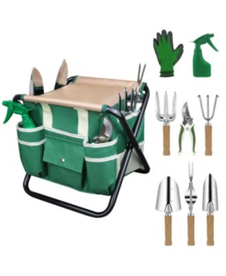 Garden Tool Set Folding Stool Detachable Tote Bag Stainless Steel