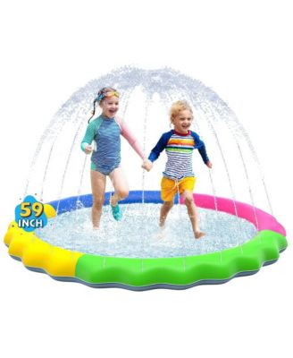 59" Non-slip Splash Pad Sprinkler Pool Outdoor Water Play Mat Pet Dog Summer Fountain Funyard