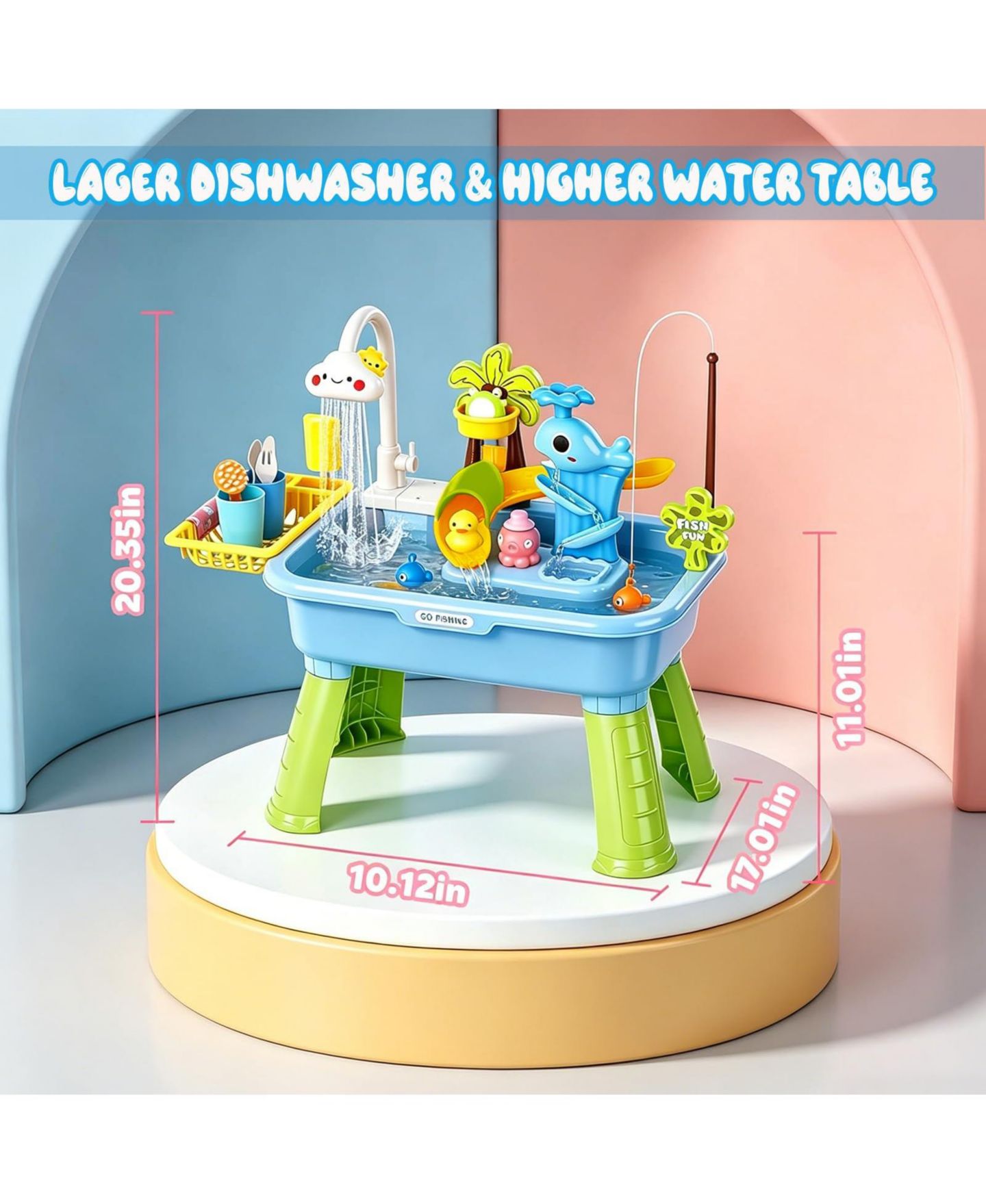 Детская игрушка GNUADZ Water Table with 4-in-1 Water Play, Adjustable Height, Ages 1+, цвет: Синий — фото 2