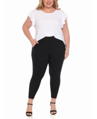 Plus Size Flutter-Sleeve Top and Scuba Pants Set