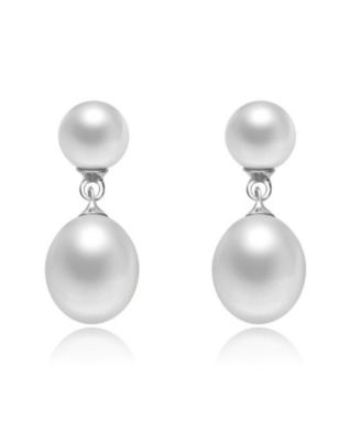 Elegant Sterling Silver Freshwater Pearl Dainty Drop Earrings