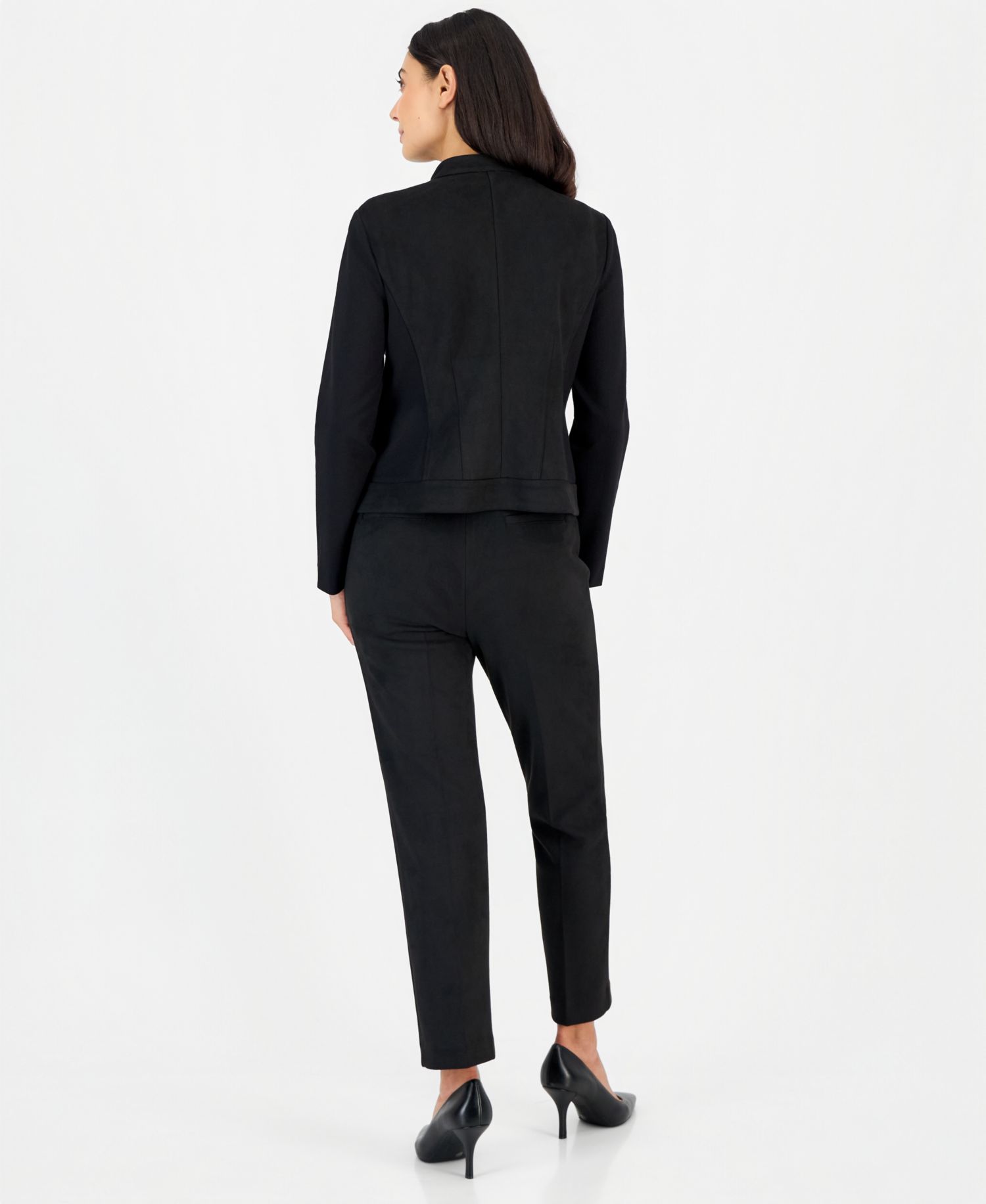 Petite Faux Suede Combo Zip Jacket