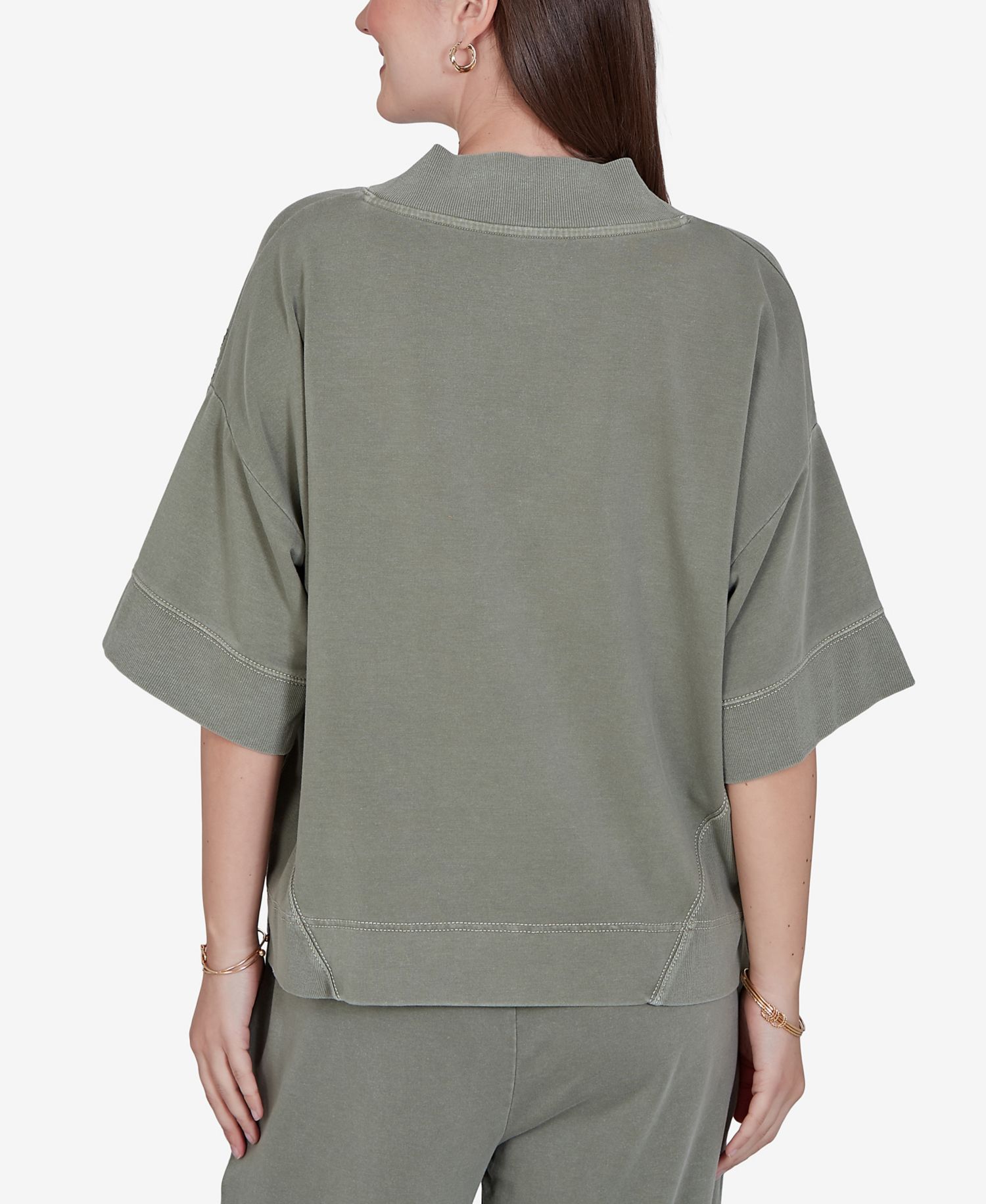 Petite Tropical Embroidered Knit Top