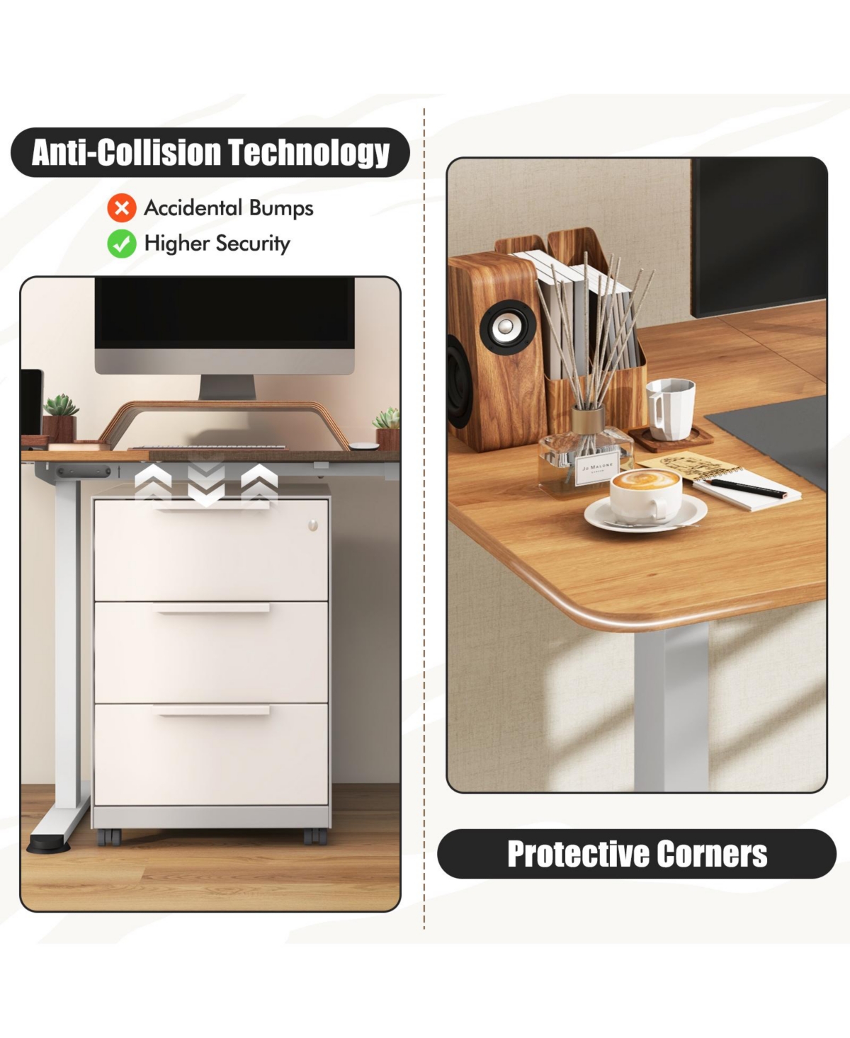 Gouun 55 in. Electric Sit-to-Stand Desk with Cable Management Hole and T-Leg Frame