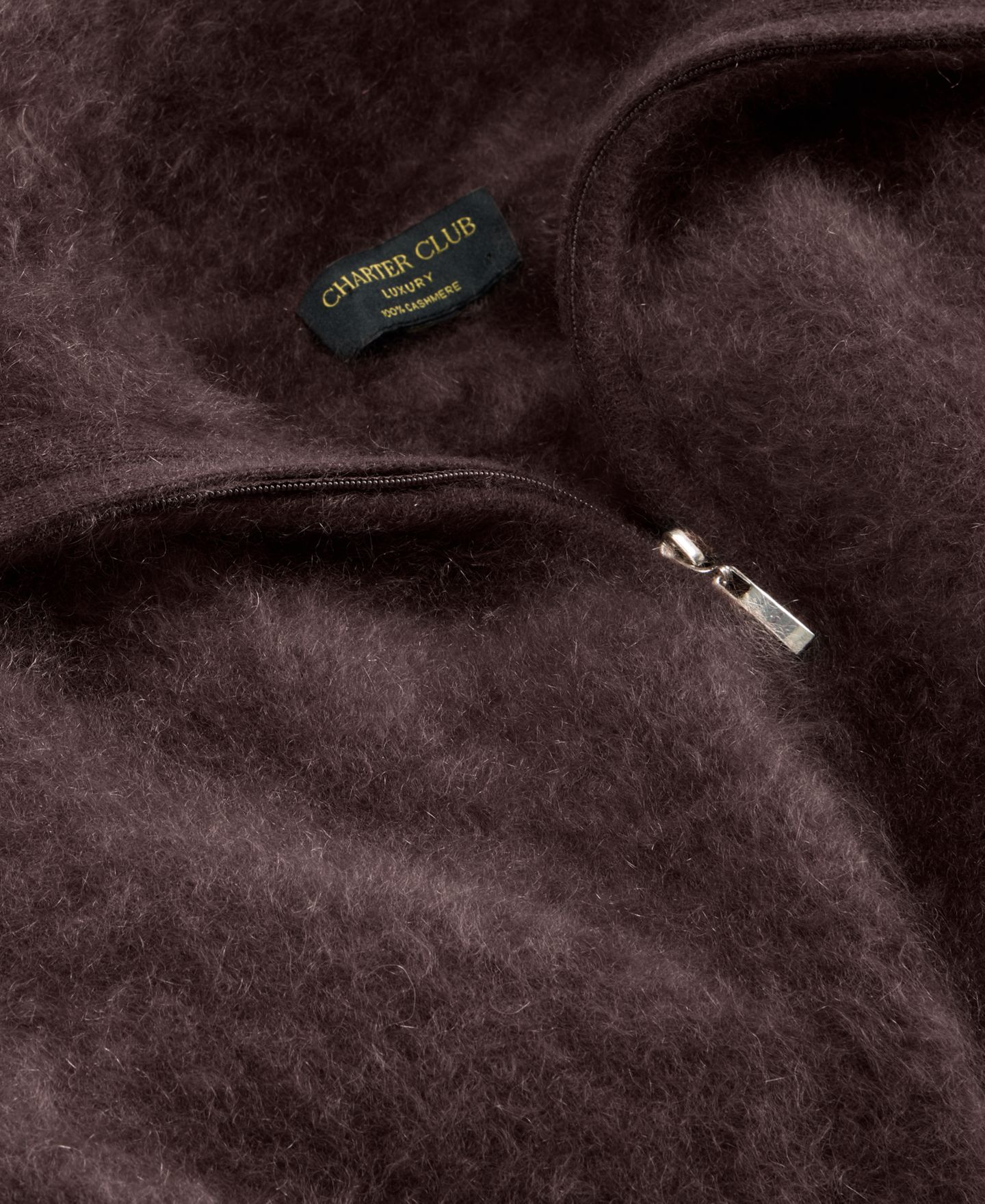 Женский свитер Charter Club Brushed Ribbed-Collar Half-Zip 100% Cashmere, цвет: Кофейный — фото 5