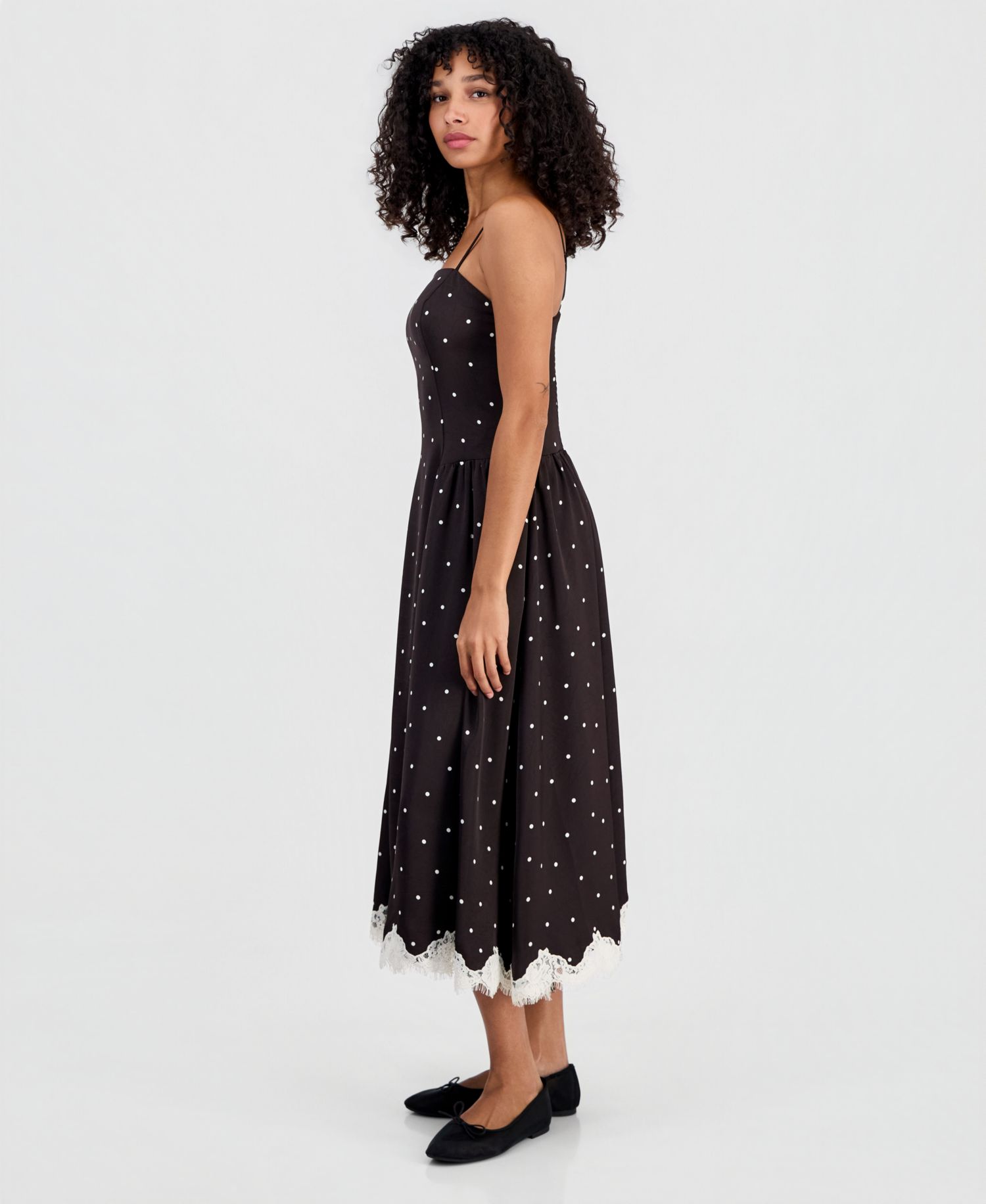 Women's Playful Dots Lace-Trim Dress