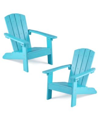 2 Piece Kid's Adirondack Chair All-Weather HIPS Toddler Lawn Chair w/ Ergonomic Design