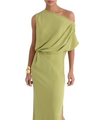 REISS Women's Beth Asymmetric Tuck Detail Midi Dress