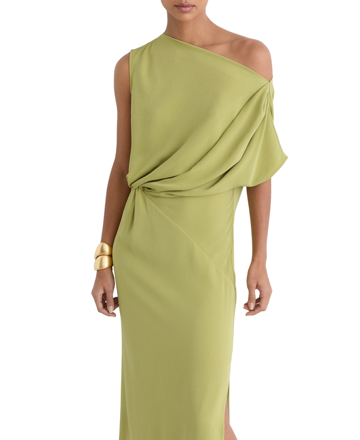 Reiss Women's Beth Asymmetric Tuck Detail Midi Dress