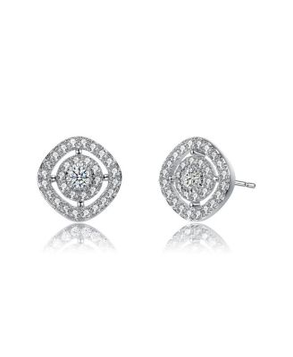 Elegant CZ Square Frame Stud Earrings