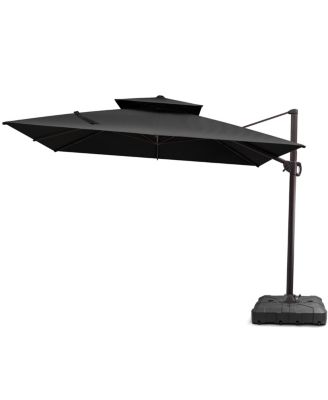 Outdoor Patio Double Top 11x11Feet Square Aluminum Cantilever Umbrella With Wheel Base