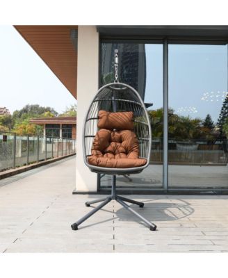 Cushion Egg Chair with Stand and Cup Holder