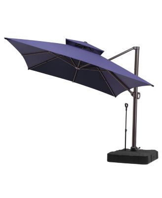 Outdoor Patio 10X13Feet Aluminum Double Top Cantilever Umbrella with Rod Wheel Base