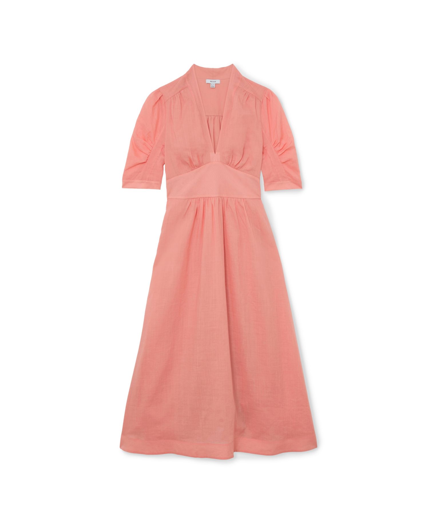 Women's Short-Sleeve Waisted Midi Dress