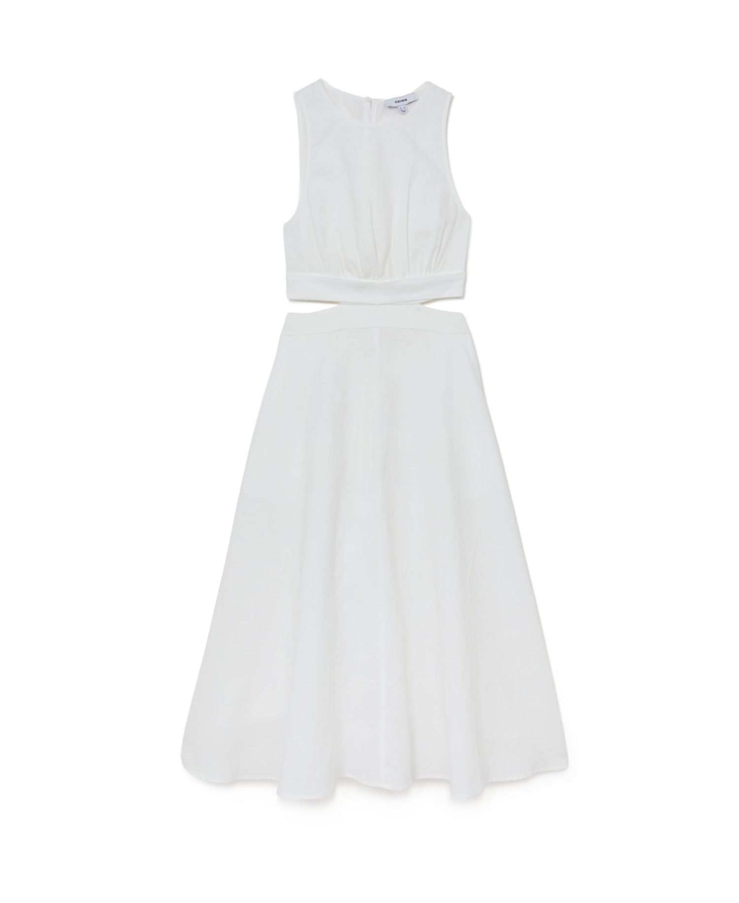 Women's Linen-Cotton Cut-Out Midi Dress