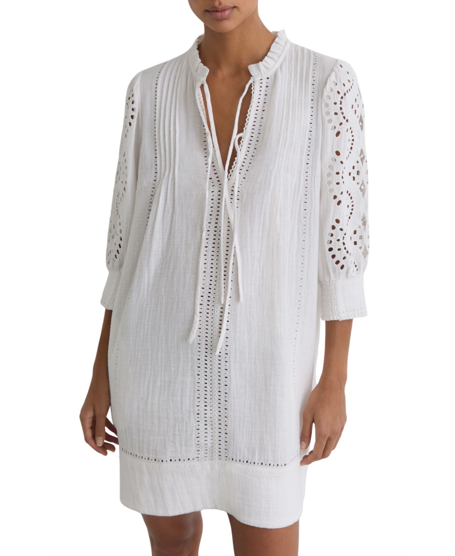 Women's Cotton Cheesecloth Broderie Mini Dress