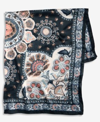 Medallion Contrast Floral Square Scarf