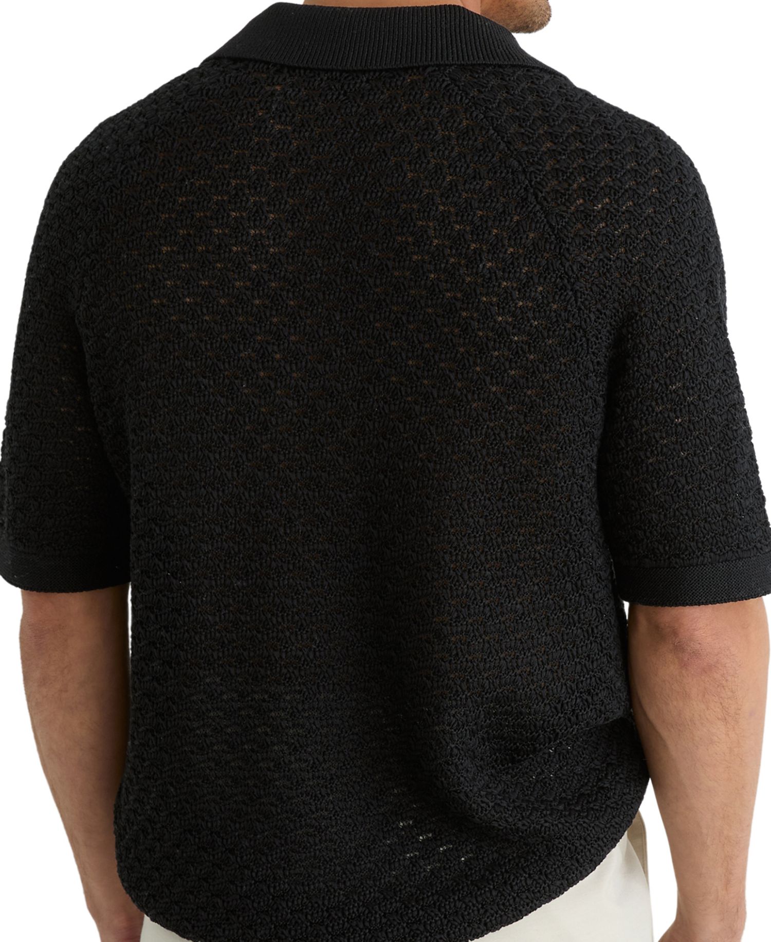 Men's Raffarty Open Collar Stitch Detail Polo Shirt