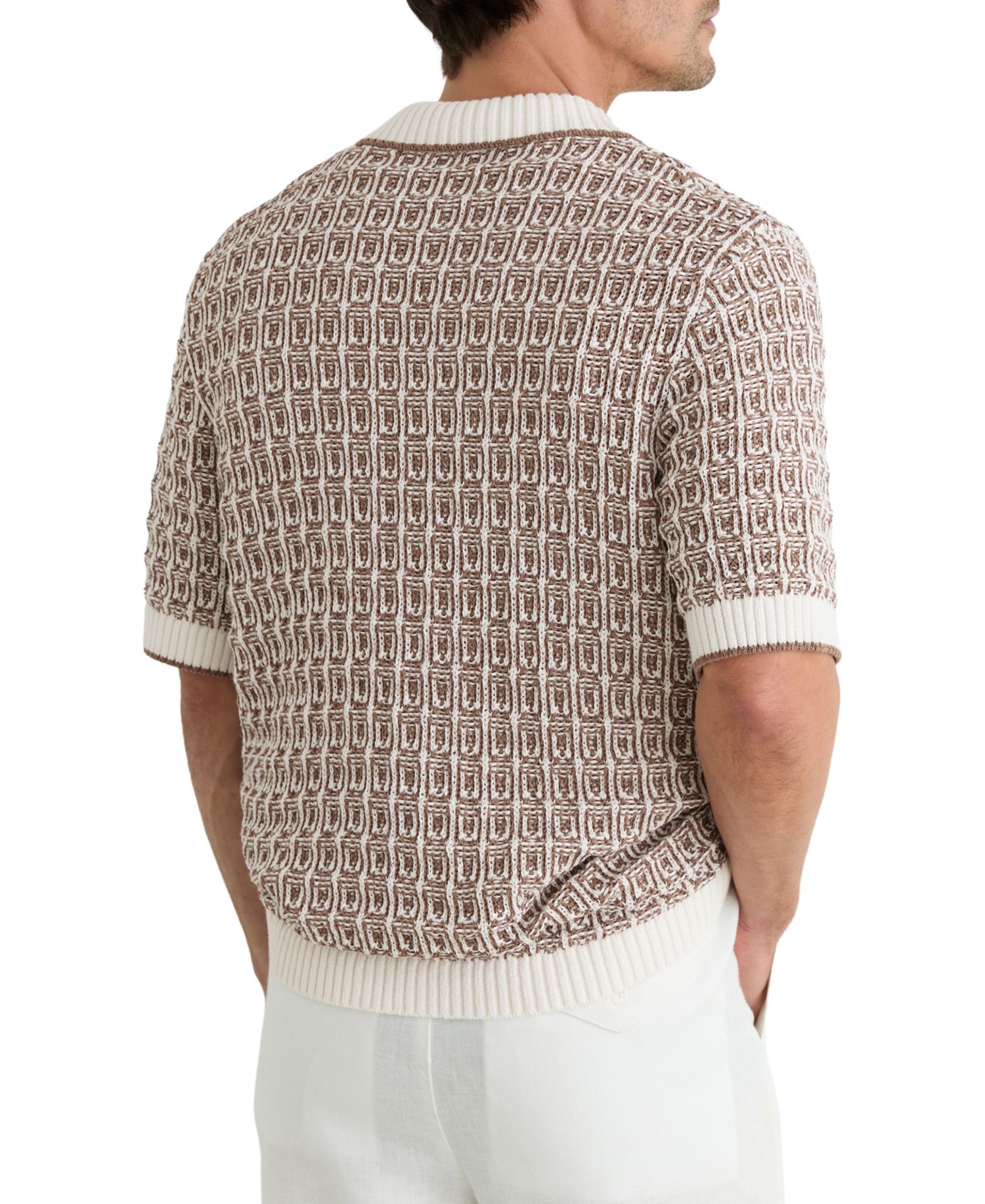 Men's Penn Button Through Jacquard Textured Shirt