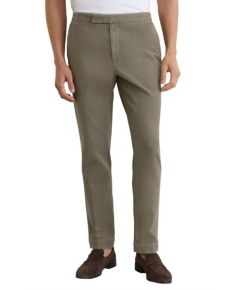 Мужские брюки REISS Jason Garment Dyed Pique, цвет: Тёмный зелёный