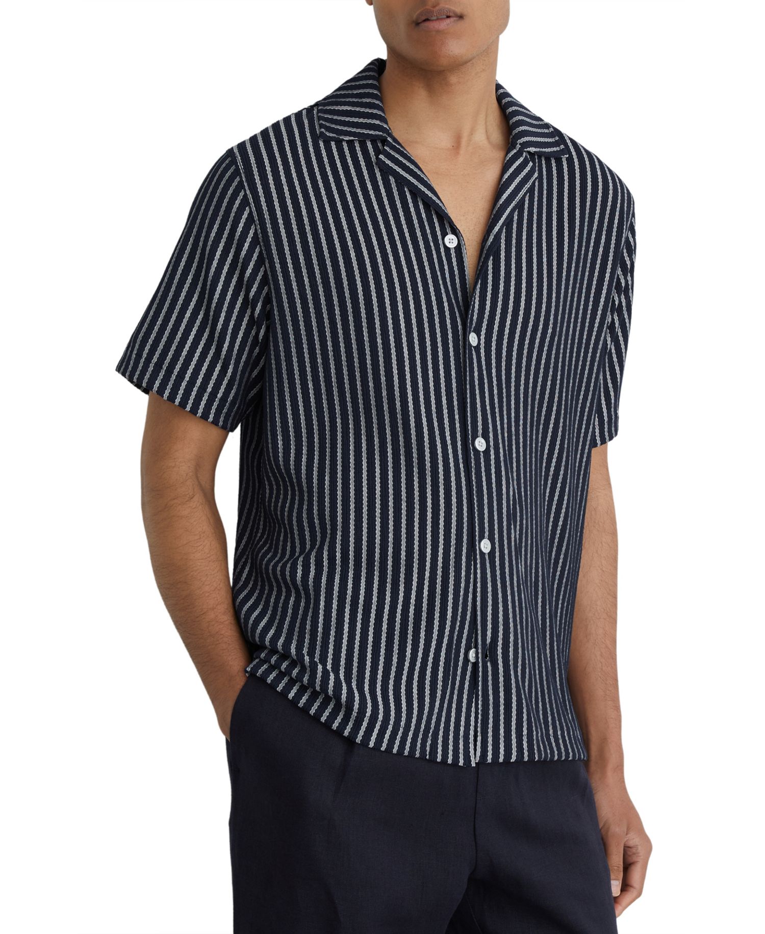 Men's Griff Textured Stripe Cuban Shirt