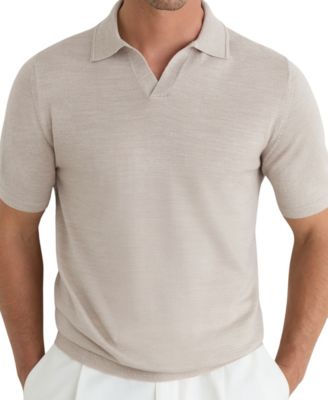 Men's Duchie Open Collar Merino Wool Polo Shirt