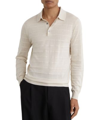 Men's Pallas Half Button Check Textured Polo Shirt