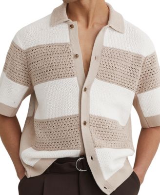 Men's Marek Button Through Block Stripe Shirt