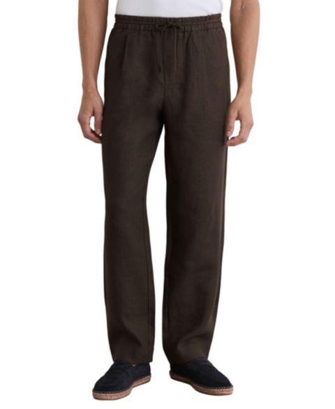 Мужские брюки REISS Barges Relaxed Linen Drawstring, цвет: Шоколадный коричневый