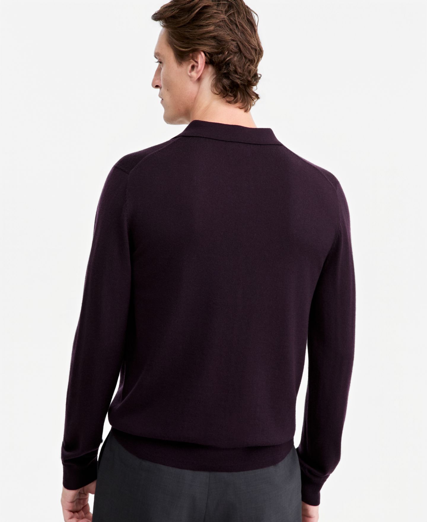 Мужской свитер Alfani Long-Sleeve Johnny Collar Merino Wool, цвет: Баклажановый — фото 2