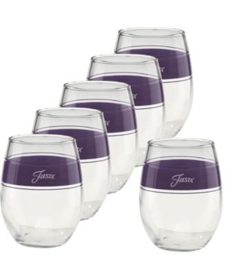 Lavender Frame Stemless Wine Glasses, Set of 4