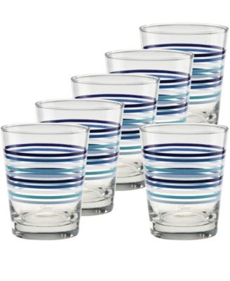 Coastal Blues Double Old Fashioned Glasses, Set of 6