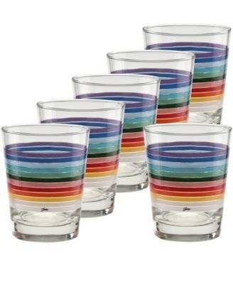 2026 All Colors Stripes Double Old Fashioned Glasses, Set of 6