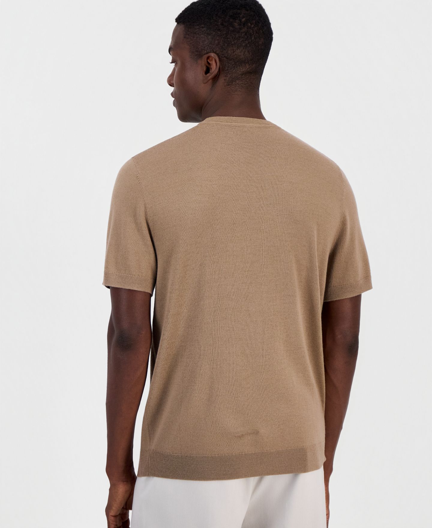 Мужской свитер Alfani Novelty Merino Wool-Blend Sweater T-Shirt, цвет: Орех — фото 4
