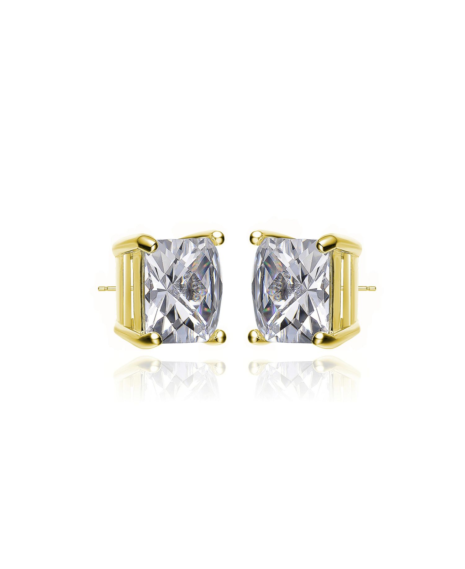 Radiant Sterling Silver Cubic Zirconia Square Stud Earrings