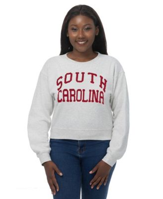 Women's Oatmeal South Carolina Gamecocks Chenille Cropped Sweatshirt