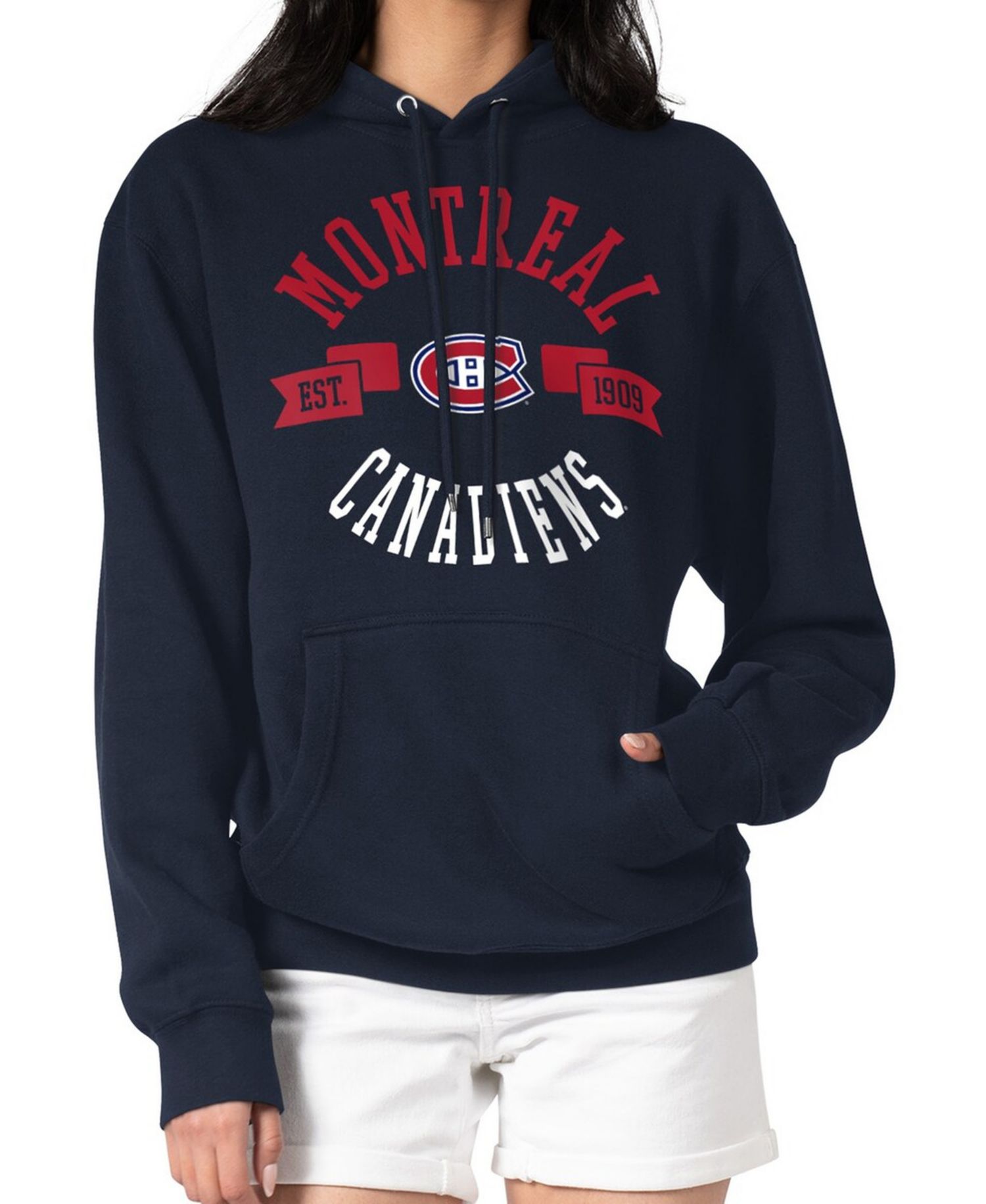 Women's Navy Montreal Canadiens City Graphic Fleece Pullover Hoodie